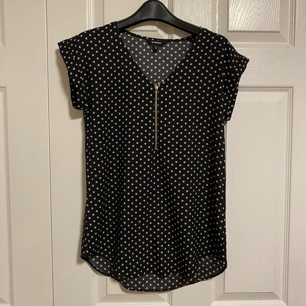 Express - Black Polka Dot Blouse - XS